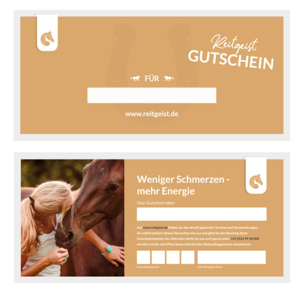 Geschenkgutschein Reitgeist Vor- und Rückseite