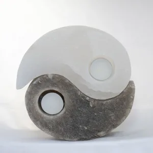 Yin und Yang Teelichthalter aus Salzkristall