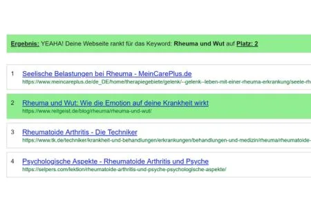 Eine Liste mit grün hinterlegtem Balken.