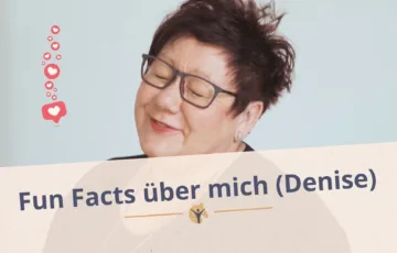 Bloggrafik: Grinsende Frau mit zugekniffenen Augen und Herchen